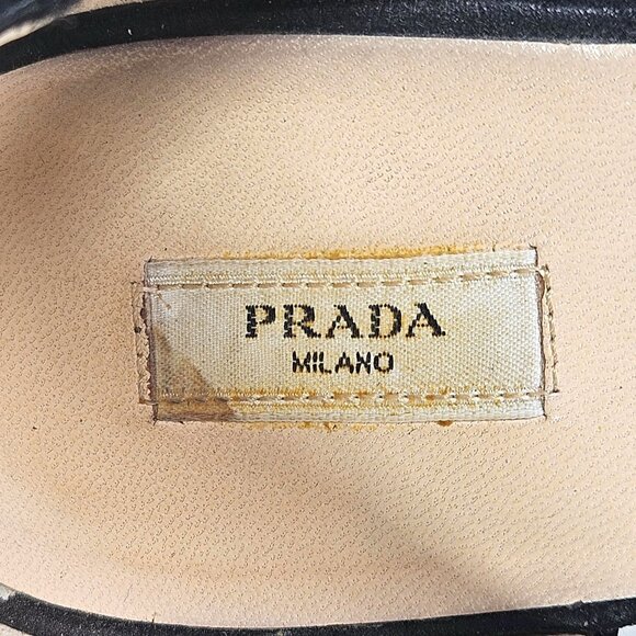 Prada Women Black Satin Heels 37 Minimalist Quiet Luxury Old Hollywood Glam - Picture 15 of 16